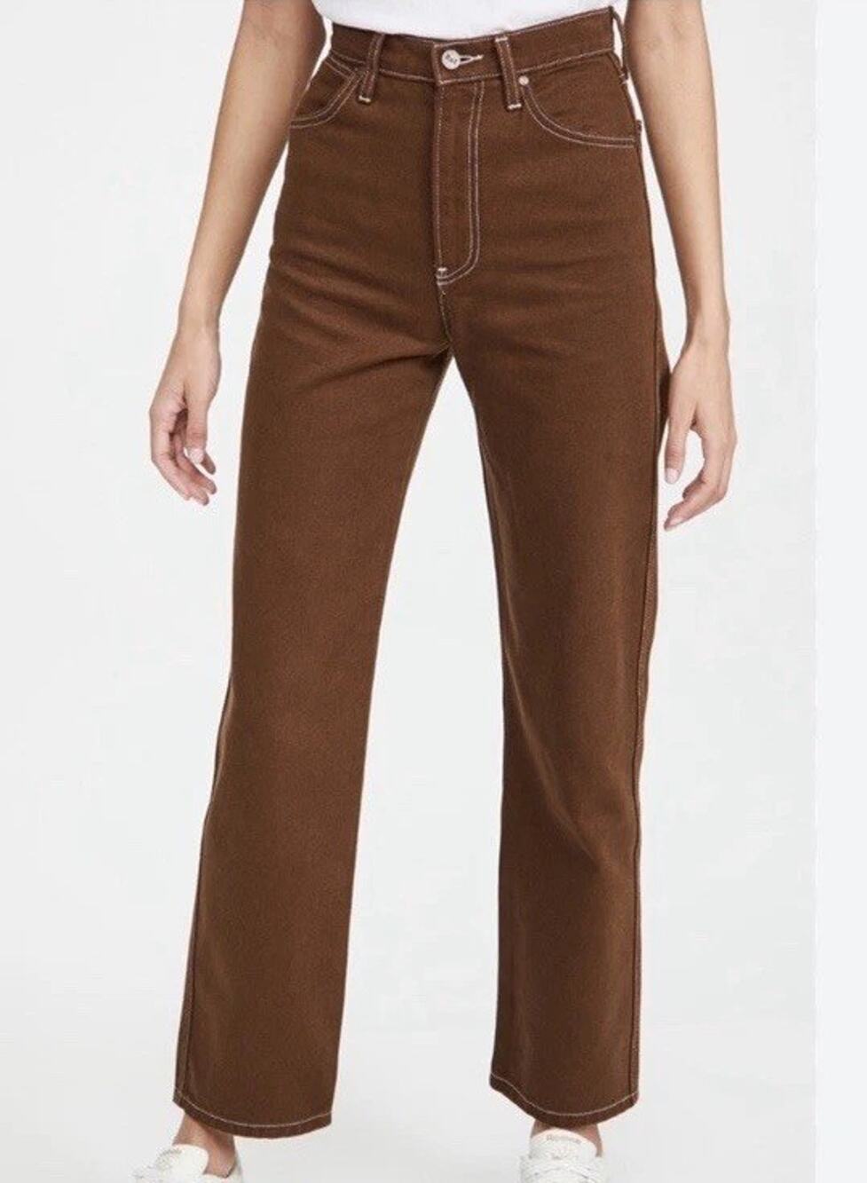 Reformation Cowboy High Rise Straight Leg Jeans Size 24 Chocolate Brown Western